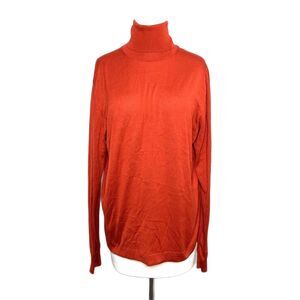 Dolce & Gabbana Orange Knit Turtleneck Sweater Lightweight Long Sleeve Luxe